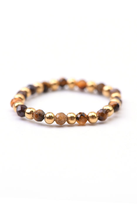 Ring 3mm faceted tiger eye