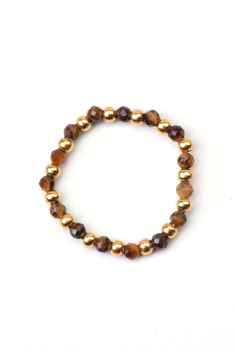 Ring 3mm faceted tiger eye