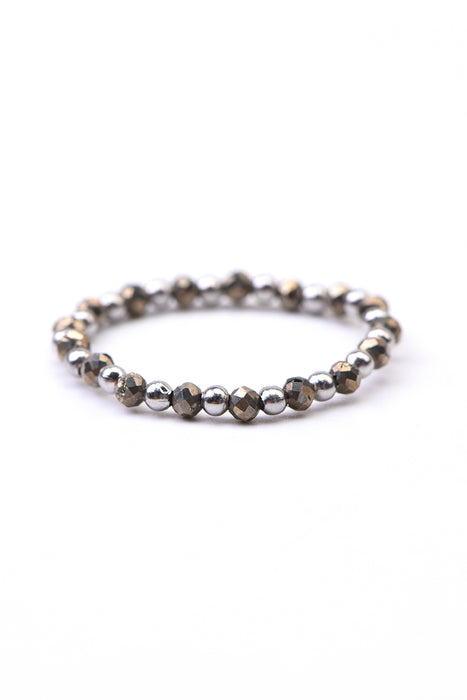 Ring 3mm faceted pyrite