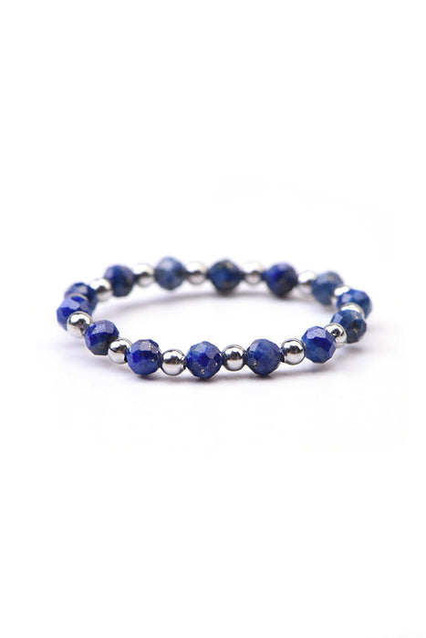 Ring 3mm faceted lapis lazuli