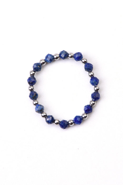 Ring 3mm faceted lapis lazuli