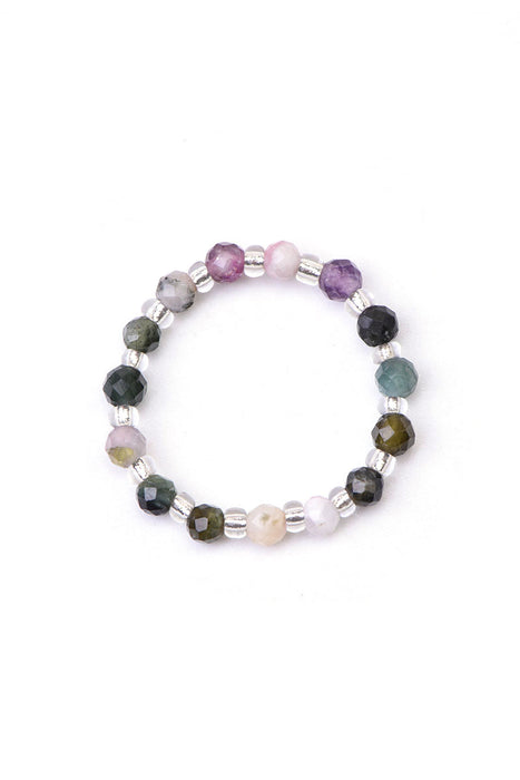 Ring 3mm faceted rainbow tourmaline