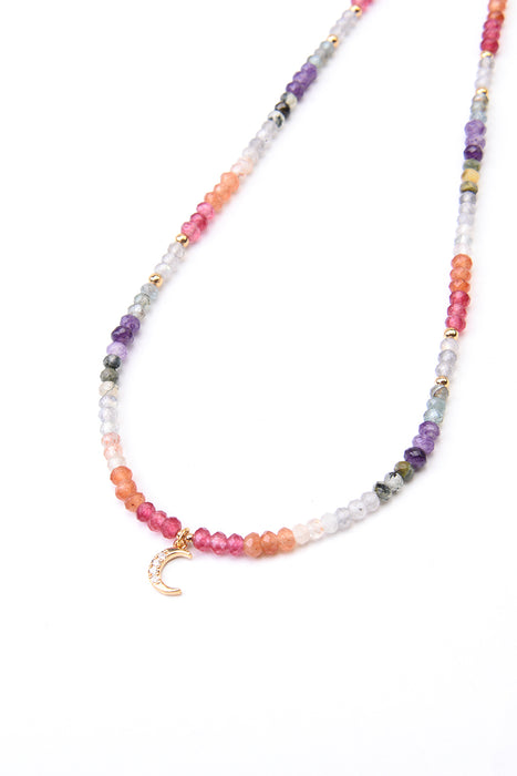 Collier avec perles de pierres précieuses mélangées, 45+5cm