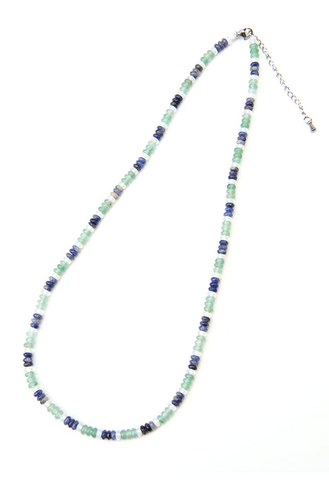 Kette grüner Aventurin / Tansanit / Opalit, 45+5cm