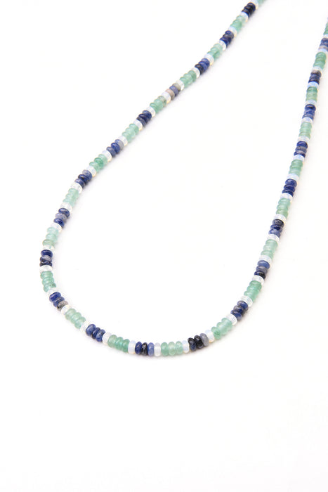 Kette grüner Aventurin / Tansanit / Opalit, 45+5cm