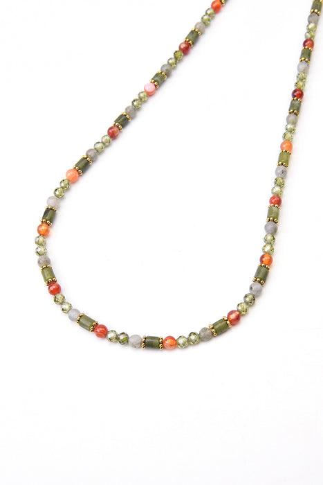 Kette Southern Jade / Labradorit / grüne Zirkonia, 45+5cm