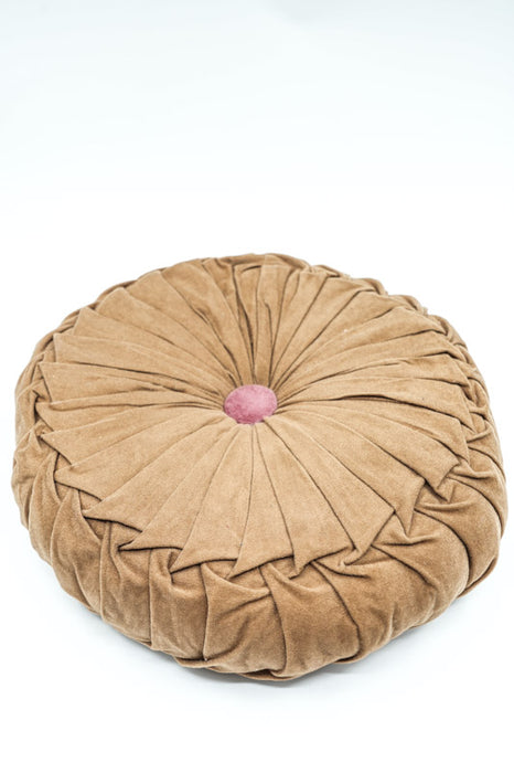 Coussin Cachet Hit rond velours marron 38x38 cm