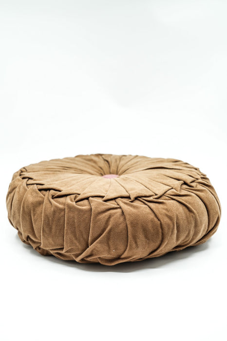 Coussin Cachet Hit rond velours marron 38x38 cm