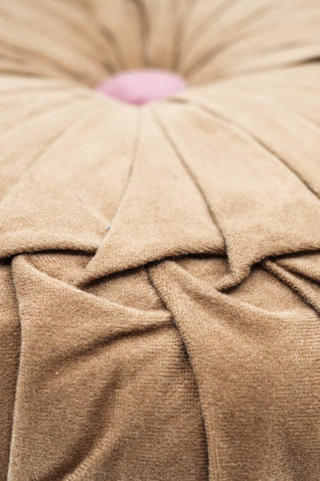 Coussin Cachet Hit rond velours marron 38x38 cm