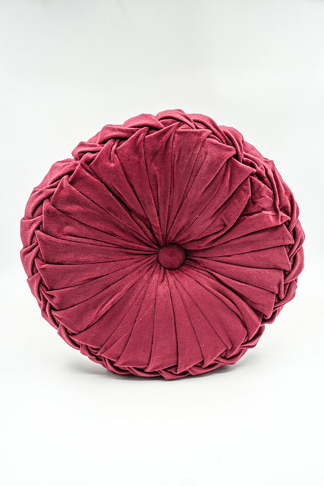 Coussin Cachet Hit rond velours bordeaux 38x38 cm
