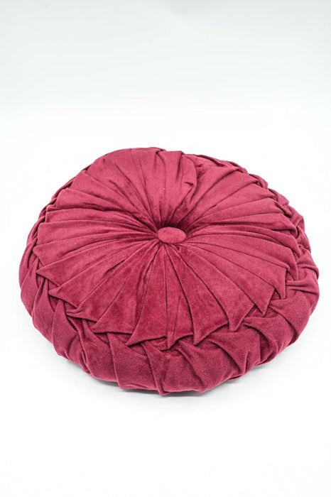 Coussin Cachet Hit rond velours bordeaux 38x38 cm