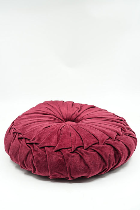 Coussin Cachet Hit rond velours bordeaux 38x38 cm