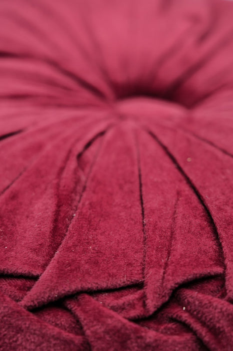 Coussin Cachet Hit rond velours bordeaux 38x38 cm