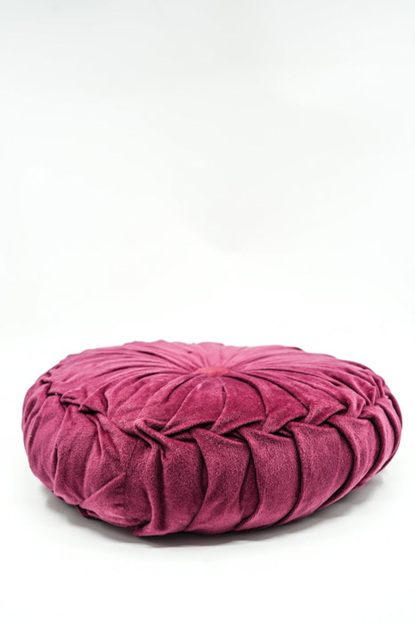 Coussin Cachet Hit rond velours rouge 38x38 cm