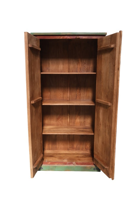 Schrank Almirah Mangoholz 2 Türen mit Elephanten 90x40x180cm