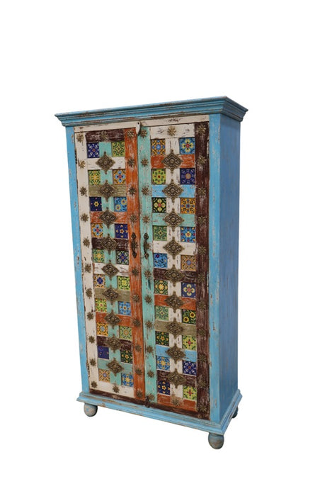 Schrank Almirah Mangoholz 2 Türen multicolor 90x40x170cm