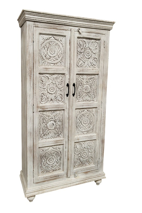 Schrank Almirah Mangoholz 8 Mandalas auf 2 Türen 92x40x180cm