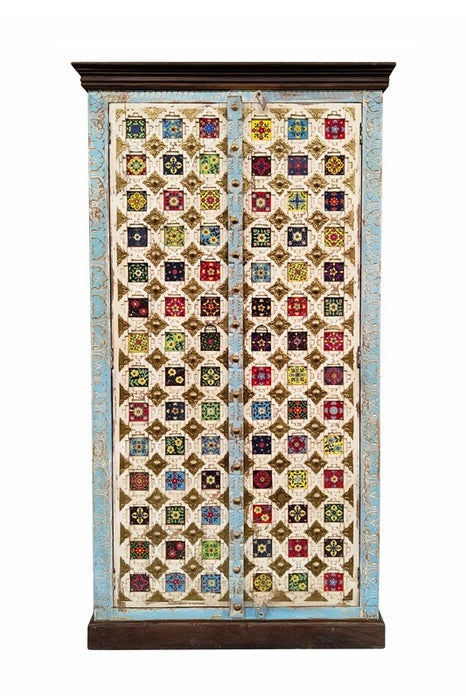 Schrank Almirah Mangoholz 2 Türen multicolor 100x45x190cm