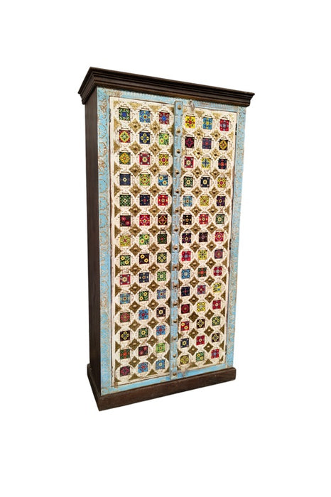 Schrank Almirah Mangoholz 2 Türen multicolor 100x45x190cm