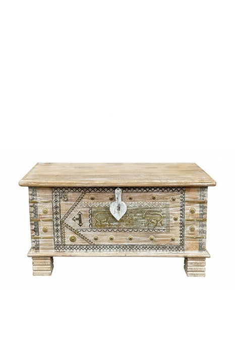 Chest mango wood carved with elephants 88x40x48cm