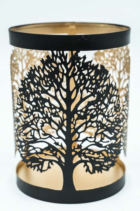 Lantern trees black / gold 10x14 cm