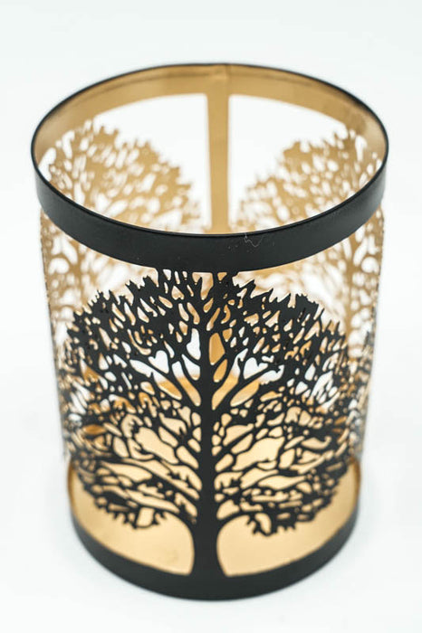 Lantern trees black / gold 10x14 cm