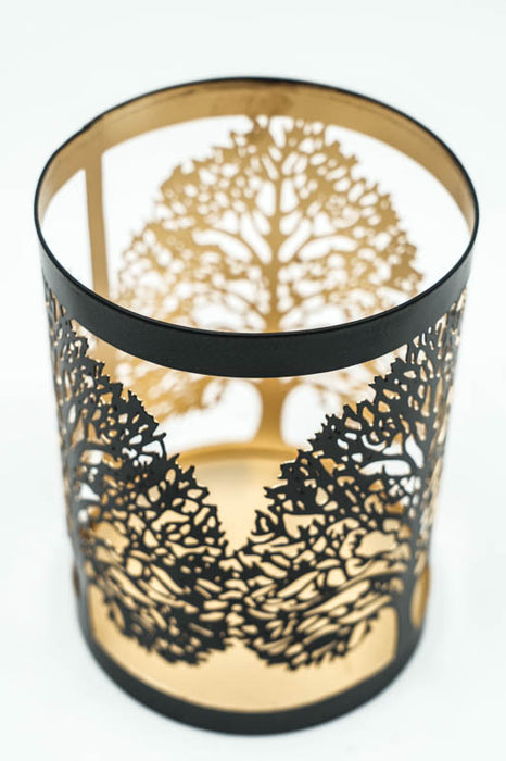 Lantern trees black / gold 10x14 cm