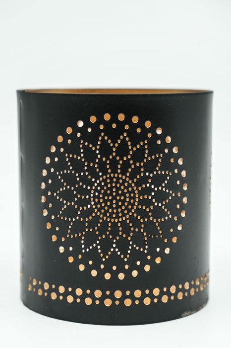 Windlicht Mandala schwarz / goldfarben 9x10 cm