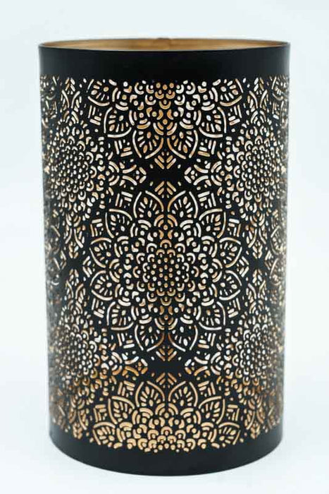 Lantern flowers black / gold 12x18 cm