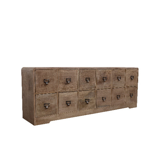 Sideboard mango wood 12 drawers 150x33x55cm