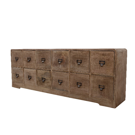 Sideboard mango wood 12 drawers 150x33x55cm