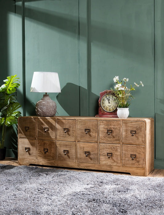 Sideboard mango wood 12 drawers 150x33x55cm