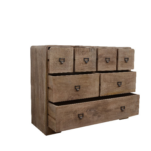 Buffet en bois de manguier 7 tiroirs 105x40x83cm