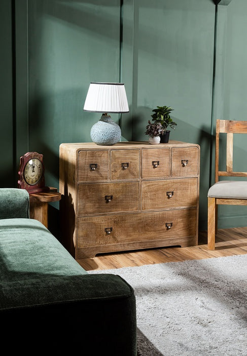 Buffet en bois de manguier 7 tiroirs 105x40x83cm