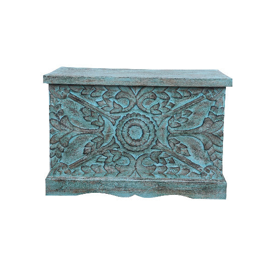 Truhe Mangoholz geschnitzt 71x44x47cm