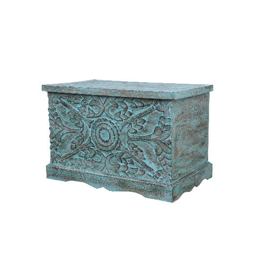 Truhe Mangoholz geschnitzt 71x44x47cm