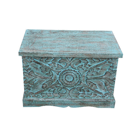 Truhe Mangoholz geschnitzt 71x44x47cm