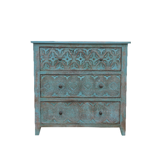 Commode en bois de manguier à 3 tiroirs, 81 x 40 x 80 cm