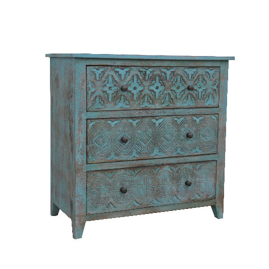 Commode en bois de manguier à 3 tiroirs, 81 x 40 x 80 cm