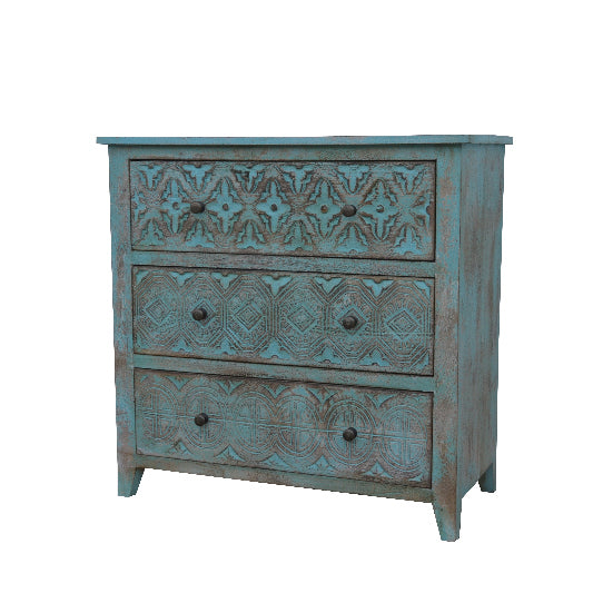 Commode en bois de manguier à 3 tiroirs, 81 x 40 x 80 cm