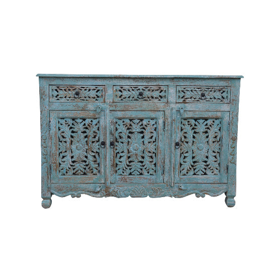 Buffet en bois de manguier 3 tiroirs 3 portes 135x42x90cm