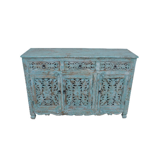 Buffet en bois de manguier 3 tiroirs 3 portes 135x42x90cm