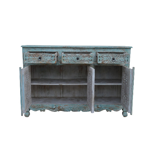 Buffet en bois de manguier 3 tiroirs 3 portes 135x42x90cm