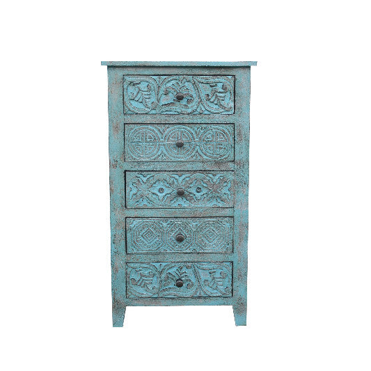 Commode en bois de manguier avec 5 tiroirs, 50x40x90cm