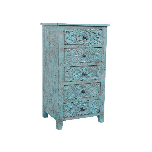 Commode en bois de manguier avec 5 tiroirs, 50x40x90cm