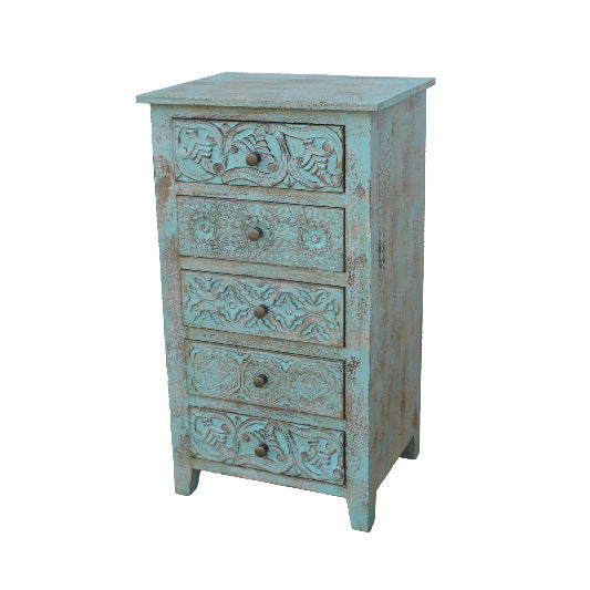 Commode en bois de manguier avec 5 tiroirs, 50x40x90cm