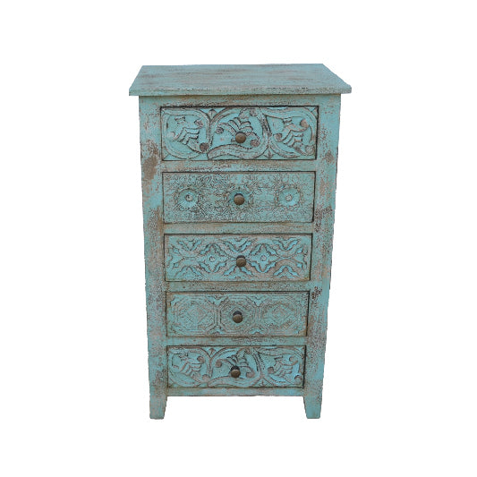 Commode en bois de manguier avec 5 tiroirs, 50x40x90cm