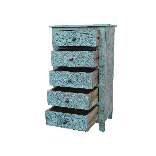 Commode en bois de manguier avec 5 tiroirs, 50x40x90cm