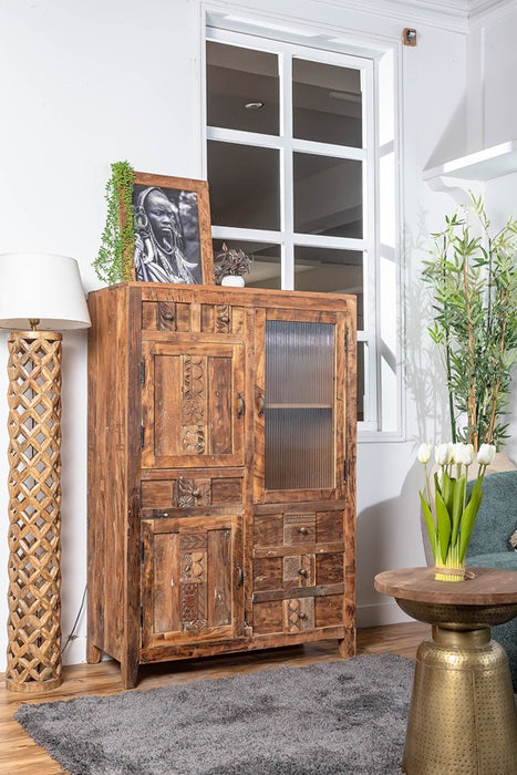 Armoire en bois de manguier recyclé naturel 100x43x148 cm
