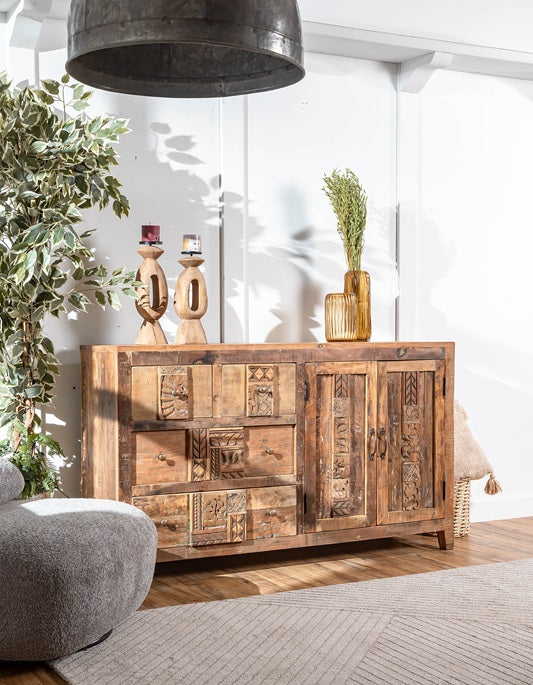 Sideboard geschnitzt rezykliertem Mangoholz 150x43x88cm